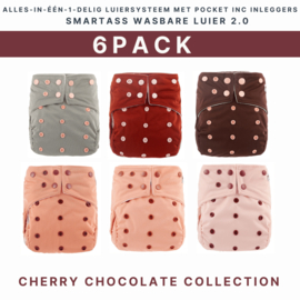 *Set 6x pocketluier - cherry chocolate - SmartAss diapers*