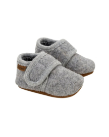 *Wollen babyslofjes grey melange - En fant*
