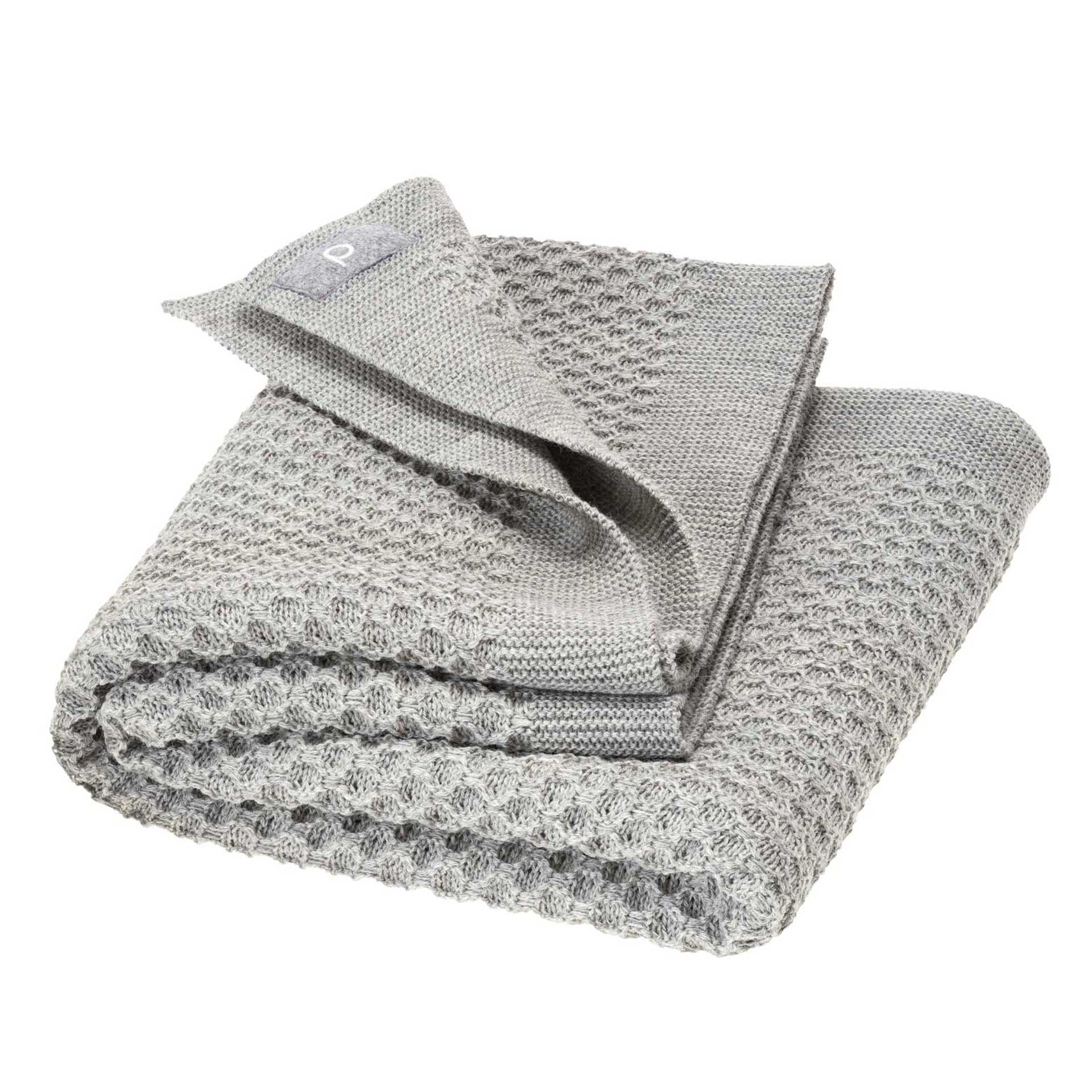 *80 x 100 cm - Wollen deken honeycomb small grey - Disana*