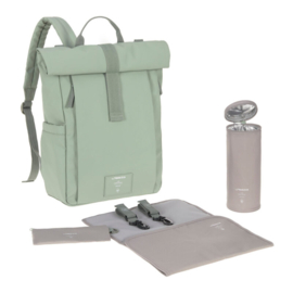 *Verzorgingsrugzak Rolltop Up backpack silver green - Lässig*