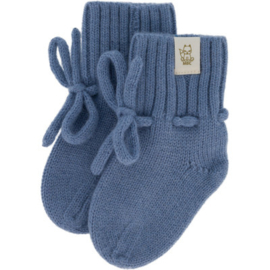 *0/12 mnd - Merinowollen slofjes denim - Moalie*