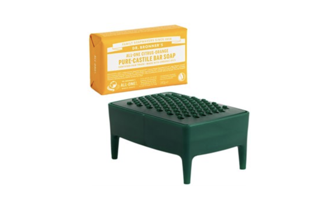 *Zeepbakje/-rasp dark green + zeep - Bubble buddy*