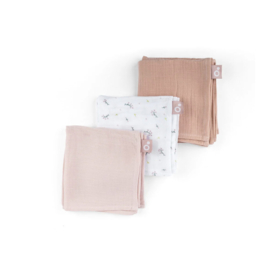*Set 3x tetradoek flower pink - Doomoo*