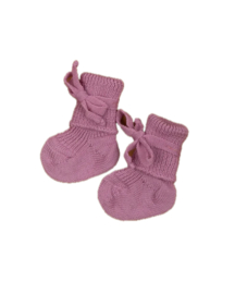 *Wollen striksokken newborn - rosa - Hirsch natur*