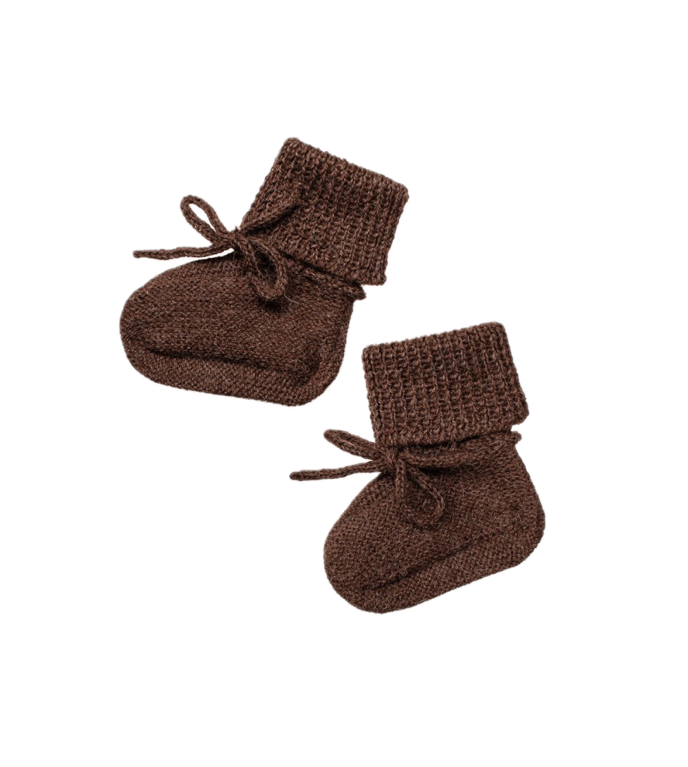 *Alpacawollen slofjes dark mocha - Main Sauvage*