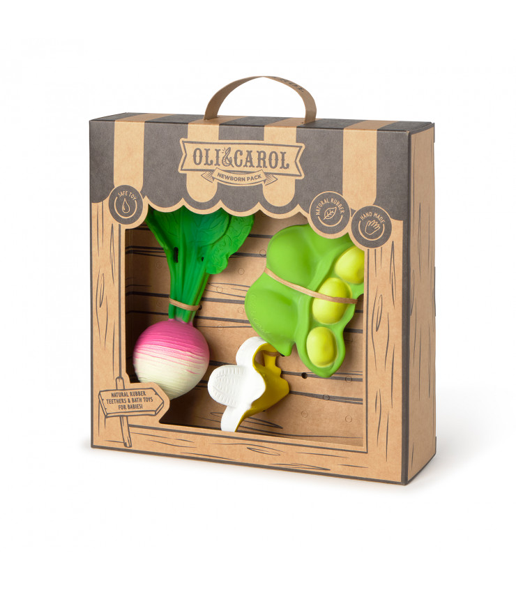*Cadeauset 3 bijtspeeltjes radijs/ edamame/ banaan - Oli & Carol*