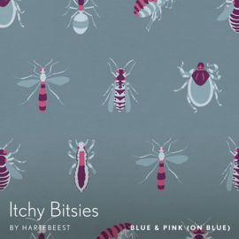 Itchy Bitsies - Blue & Pink (on Blue)