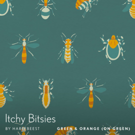 Itchy Bitsies - Green & Orange (on Green)