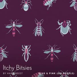 Itchy Bitsies - Blue & Pink (on Purple)