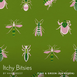 Itchy Bitsies - Pink & Green (on Green)