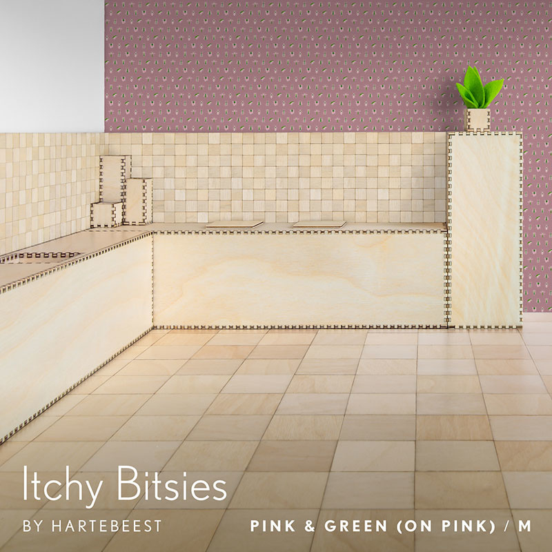 Itchy Bitsies - Pink & Green (on Pink)