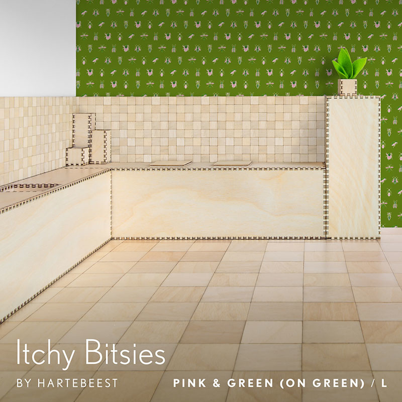 Itchy Bitsies - Pink & Green (on Green)