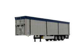 Knapen walking floor trailer silver body blue cover