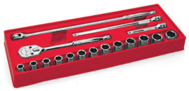 Snap-on 17 pc 1/2" Drive Metric 6-Point General Service Socket Set