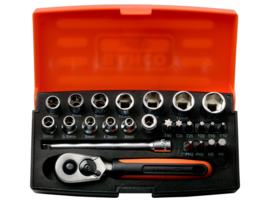 Bahco dopsleutelset 1/4”, 25-delig
