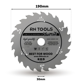 RNtools Cirkelzaagblad - Best for Wood - THIN CUT - 190 x 30 mm - 24 tanden