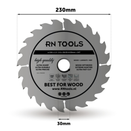 RNtools Cirkelzaagblad - Best for Wood - 230 x 30 mm - 24 tanden - 3 STUKS
