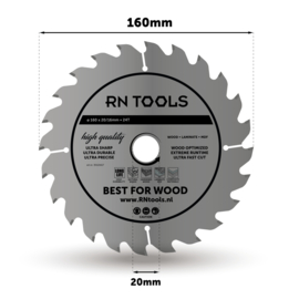 RNtools Cirkelzaagblad - Best for Wood - 160 x 20 mm - 24 tanden - Speciaal voor Festool - 3 STUKS
