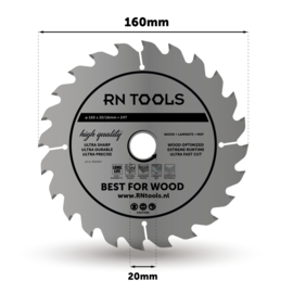3 st. Cirkelzaagblad 160 x 20 mm - Geschikt voor Hout  - 24 tanden