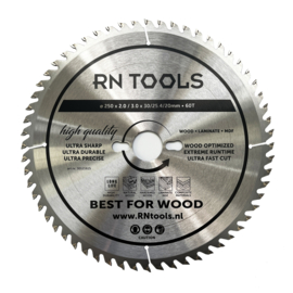 RNtools Cirkelzaagblad - Best for Wood - 250 x 30 mm - 60 tanden