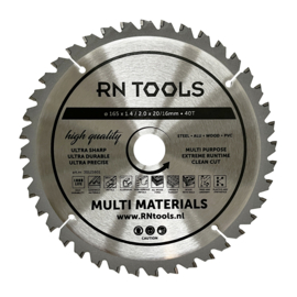3 st. Cirkelzaagblad 165 x 20 mm - 40 tanden - voor hout, metaal en aluminium