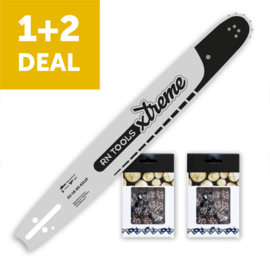 Kettingzaagblad 40 cm 3/8 1.6 mm Xtreme + 2x Zaagketting  - voor Dolmar, Husqvarna en Echo