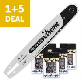 Kettingzaagblad 45 cm 3/8 1.6 mm Xtreme + 5x Zaagketting