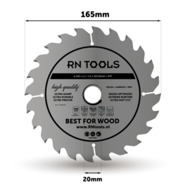 RNtools Cirkelzaagblad - Best for Wood - 165 x 20 mm - 24 tanden