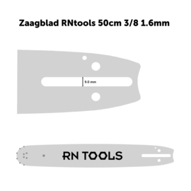 RNtools zaagblad 50cm (o.a. Dolmar, Husqvarna en Makita) + RNtools zaagketting 3/8 1.6mm 72 schakels