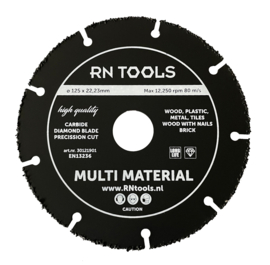 RNtools Carbide Multi Slijpschijf voor hout, kunststof, gips, etc. - 125 x 22,23 mm - 3 STUKS