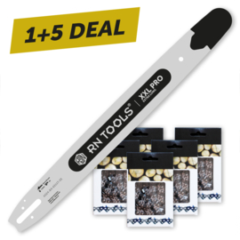 Kettingzaagblad 63 cm 3/8 1.6 mm XXL Pro + 5x Zaagketting