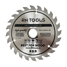 RNtools Cirkelzaagblad - Best for Wood - 135 x 20 mm - 24 tanden - 3 STUKS