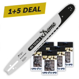 Kettingzaagblad 40 cm 3/8 1.6 mm Xtreme + 5x Zaagketting  - voor Dolmar, Husqvarna en Echo