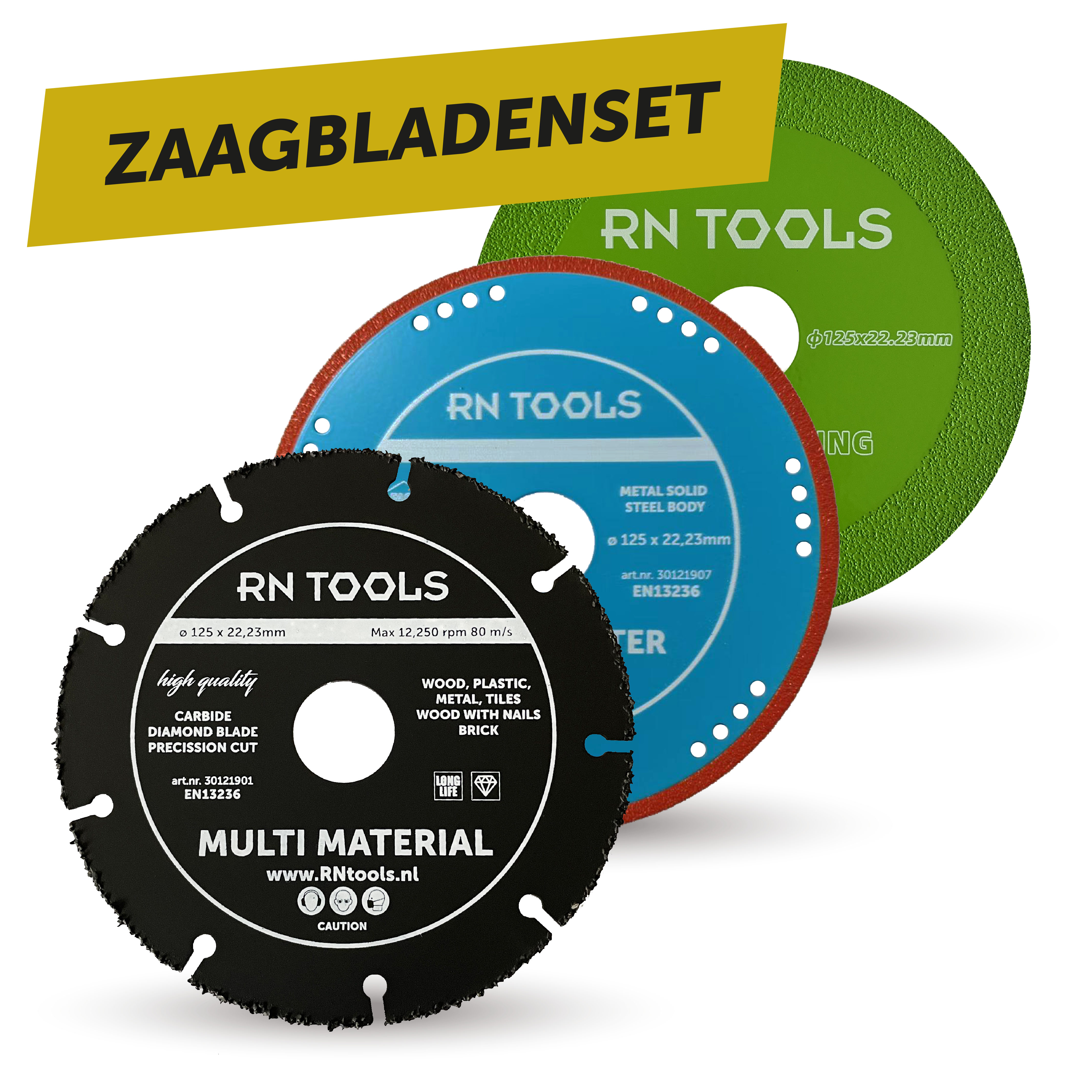 Zaagbladenset 3-delig - Multi Carbide Slijpschijf - Metaal Slijpschijf - Glasslijpschijf