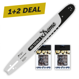 Kettingzaagblad 40 cm 3/8 1.6 mm Xtreme + 2x Zaagketting  - voor Dolmar, Husqvarna en Echo