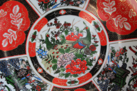 Wandbord - Rood/Goud met pauwen