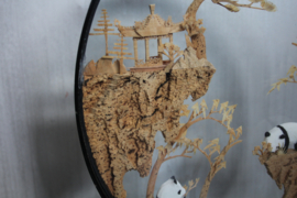 Vintage Chinese kurkkunst met panda's