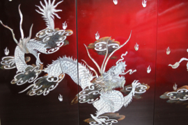 4 Luik - Chinees lakwerk met draak en phoenix