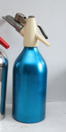 Vintage blauw glazen Soda spuitfles
