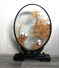 Vintage Chinese kurkkunst met panda's