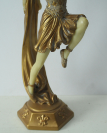 Prachtig Frans beeld in Art Deco stijl van een sierlijke danseres