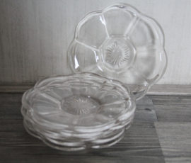 Vintage glazen gebaksbordjes, set van 6