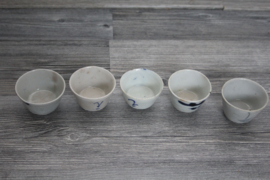 5 Japanse sake kopjes - 19e eeuw