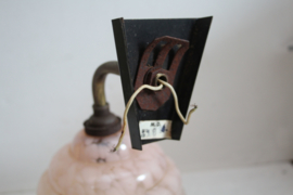 Art Deco - Wandlamp met roze glazen bol
