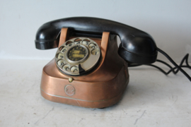FTTR - Vintage roodkoperen telefoon met bakelieten hoorn