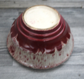 Mid century aardwerken snoep pot, diep rode/roze glazuur