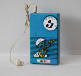 Smurfen transistor radio, gitaar spelende smurf - ca 1980