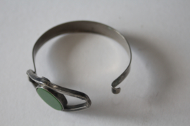 Vintage verzilverde armband en ring met Jade steen