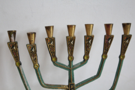 Menorah (7 armige Joodse kandelaar) - Beschilderd Brons