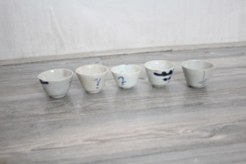 5 Japanse sake kopjes - 19e eeuw